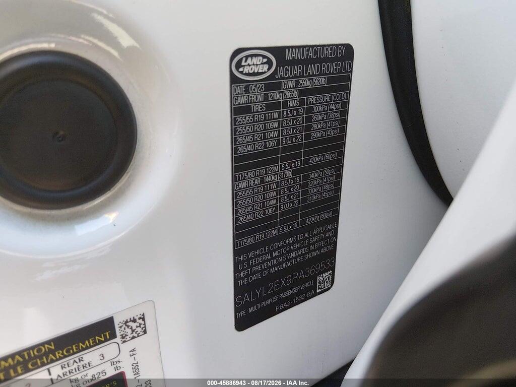 SALYL2EX9RA369533 2024 LAND ROVER RANGE ROVER VELAR photo no. 9
