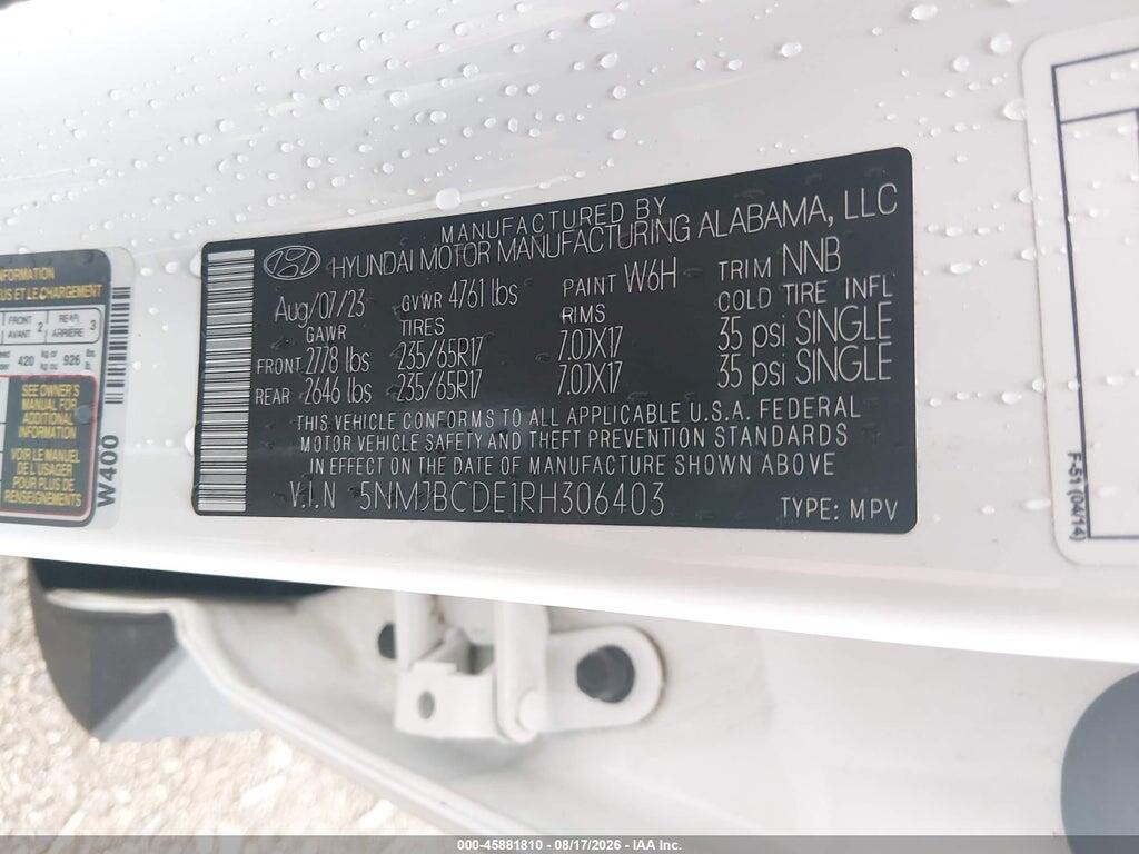 5NMJBCDE1RH306403 2024 HYUNDAI TUCSON photo no. 9