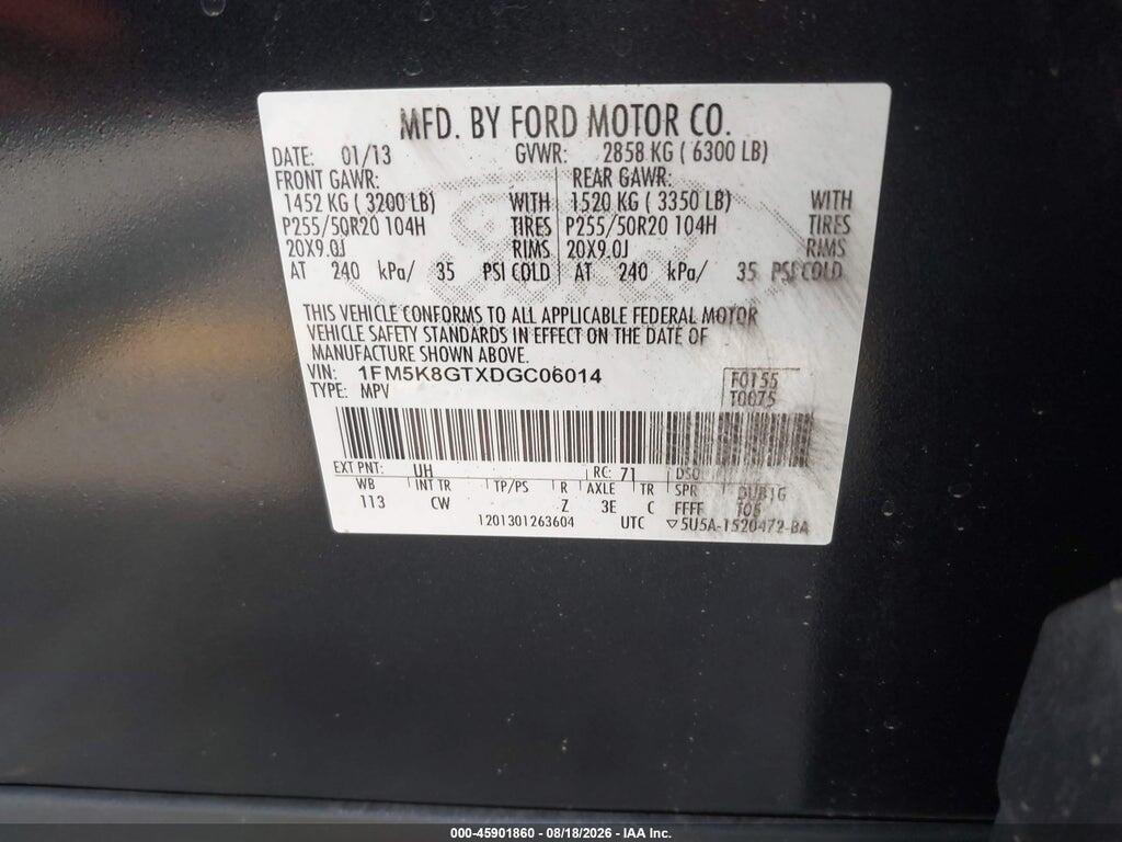 1FM5K8GTXDGC06014 2013 FORD EXPLORER photo no. 9