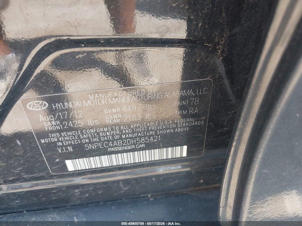 5NPEC4AB2DH585421 2013 HYUNDAI SONATA photo no. 9