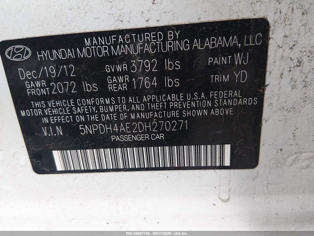 5NPDH4AE2DH270271 2013 HYUNDAI ELANTRA photo no. 9