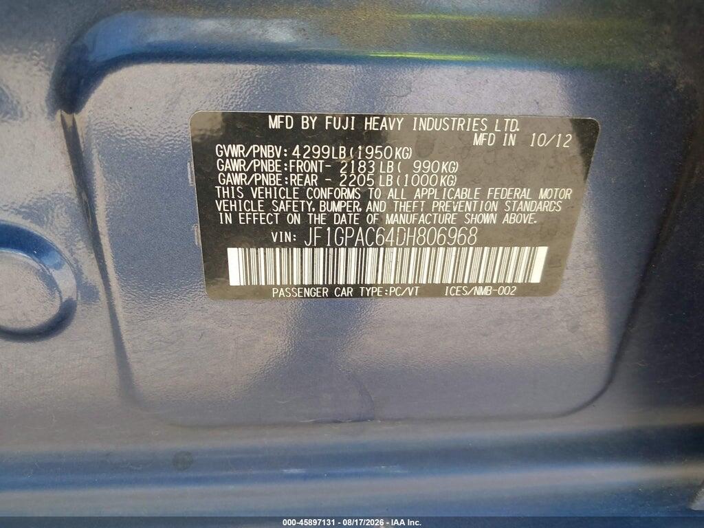 JF1GPAC64DH806968 2013 SUBARU IMPREZA photo no. 9