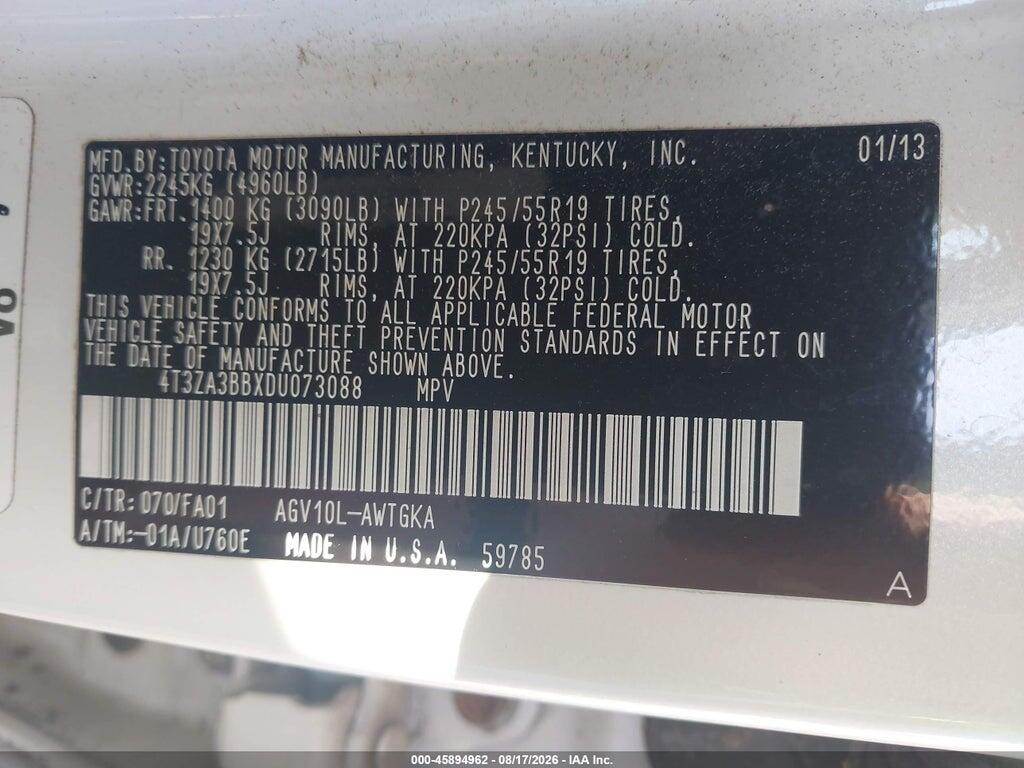 4T3ZA3BBXDU073088 2013 TOYOTA VENZA photo no. 9
