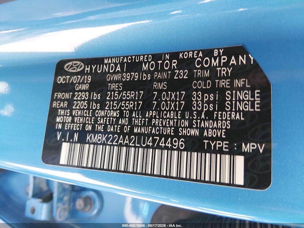 KM8K22AA2LU474496 2020 HYUNDAI KONA photo no. 9