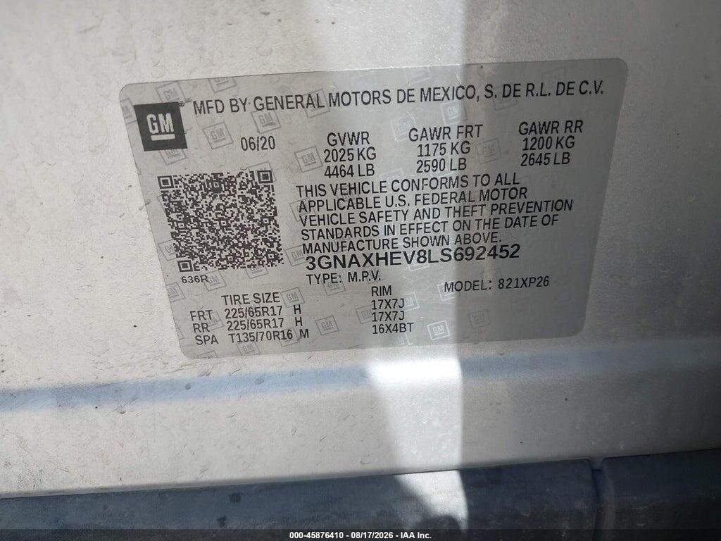 3GNAXHEV8LS692452 2020 CHEVROLET EQUINOX photo no. 9