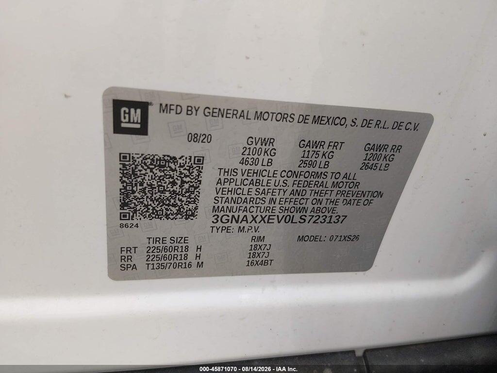 3GNAXXEV0LS723137 2020 CHEVROLET EQUINOX photo no. 9