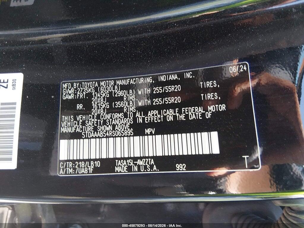 5TDAAAB54RS065895 2024 TOYOTA GRAND HIGHLANDER photo no. 9