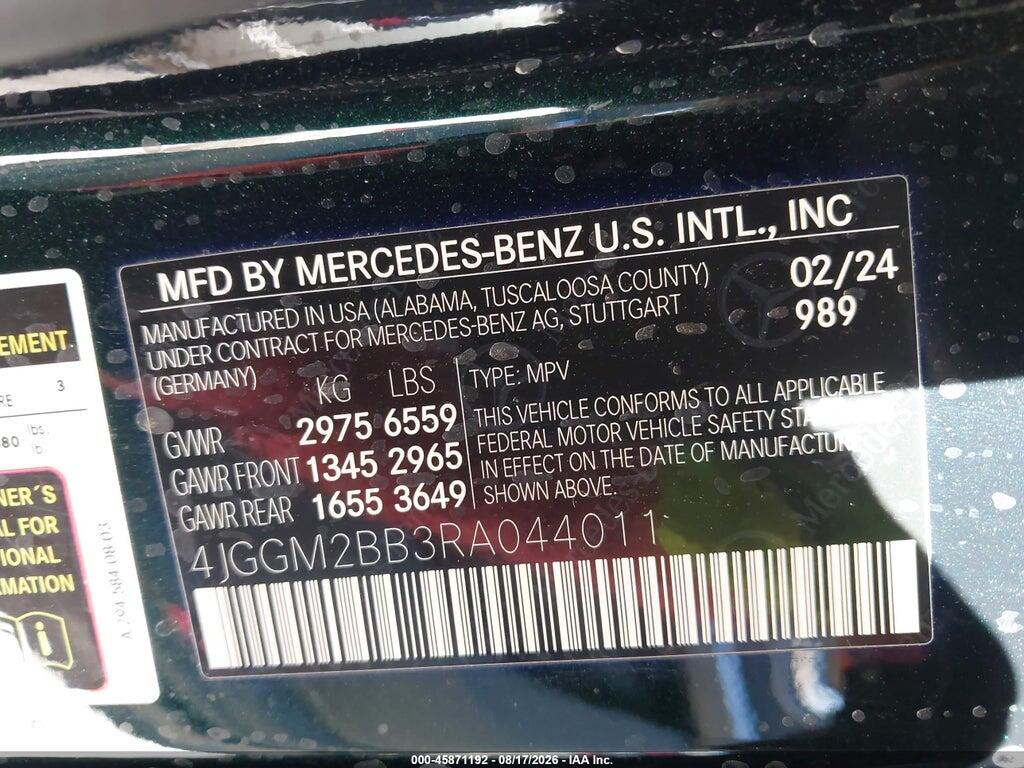 4JGGM2BB3RA044011 2024 MERCEDES-BENZ EQE 350+ SUV photo no. 9