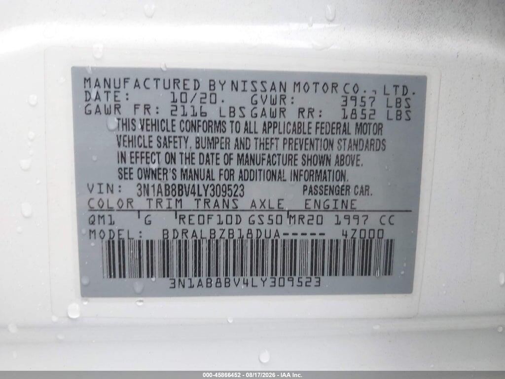 3N1AB8BV4LY309523 2020 NISSAN SENTRA photo no. 9