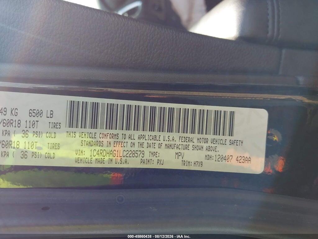 1C4RDHAG1LC228579 2020 DODGE DURANGO photo no. 9
