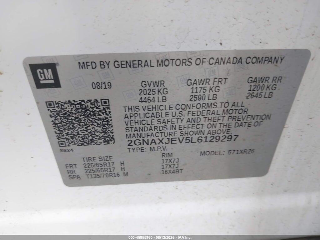 2GNAXJEV5L6129297 2020 CHEVROLET EQUINOX photo no. 9