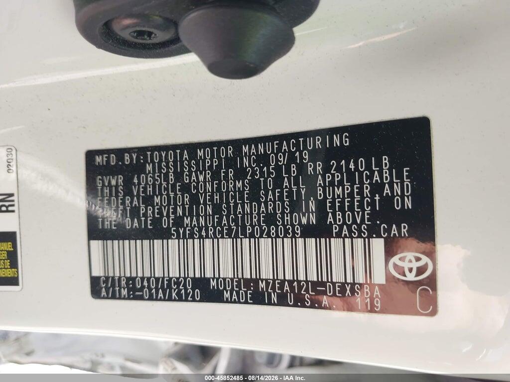 5YFS4RCE7LP028039 2020 TOYOTA COROLLA photo no. 9