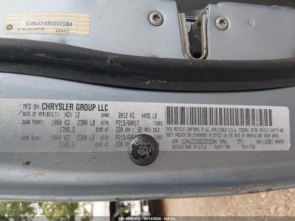 1C4NJCEB8DD223304 2013 JEEP COMPASS photo no. 9