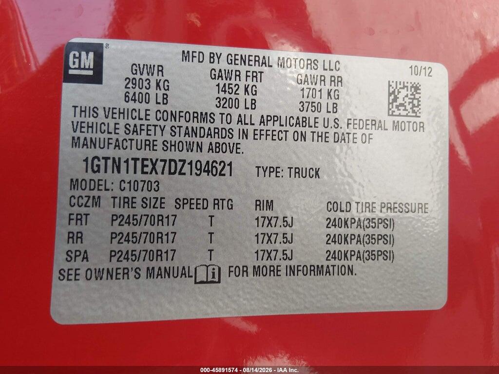 1GTN1TEX7DZ194621 2013 GMC SIERRA 1500 photo no. 9