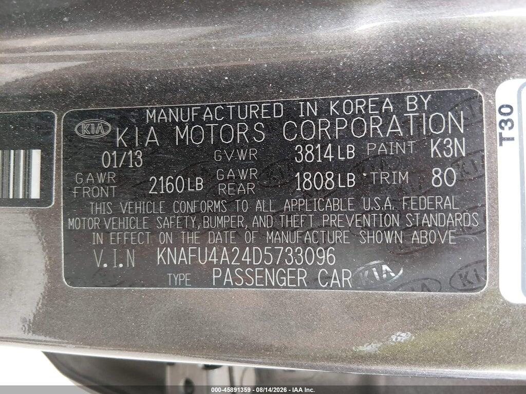 KNAFU4A24D5733096 2013 KIA FORTE photo no. 9