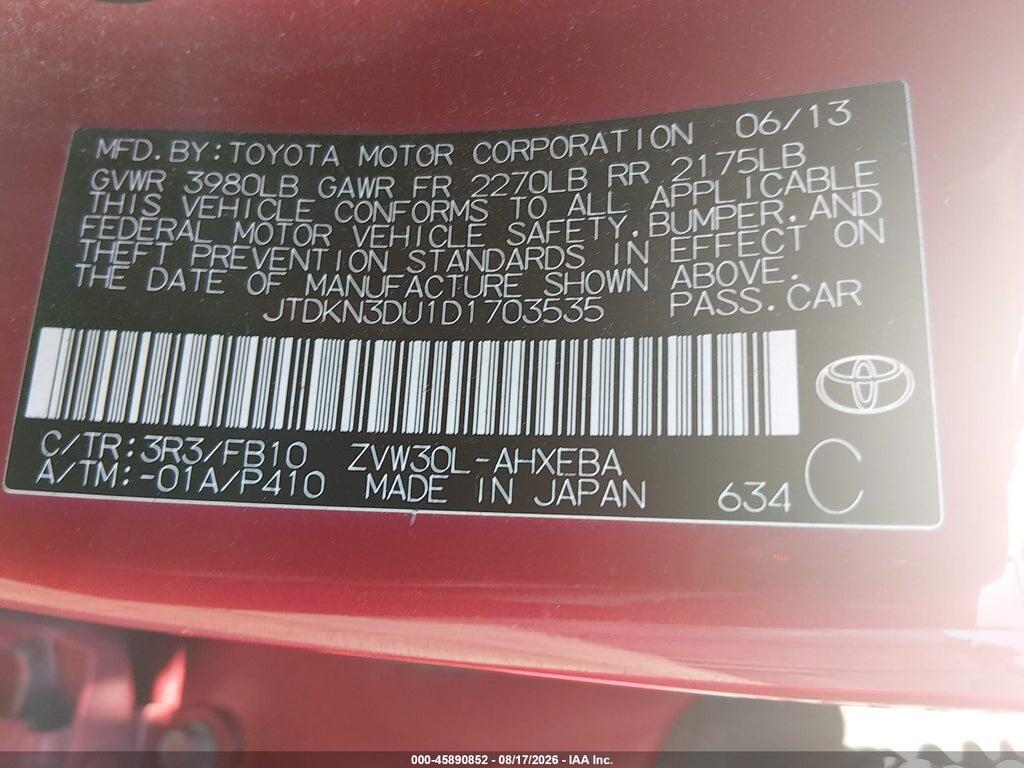 JTDKN3DU1D1703535 2013 TOYOTA PRIUS photo no. 9