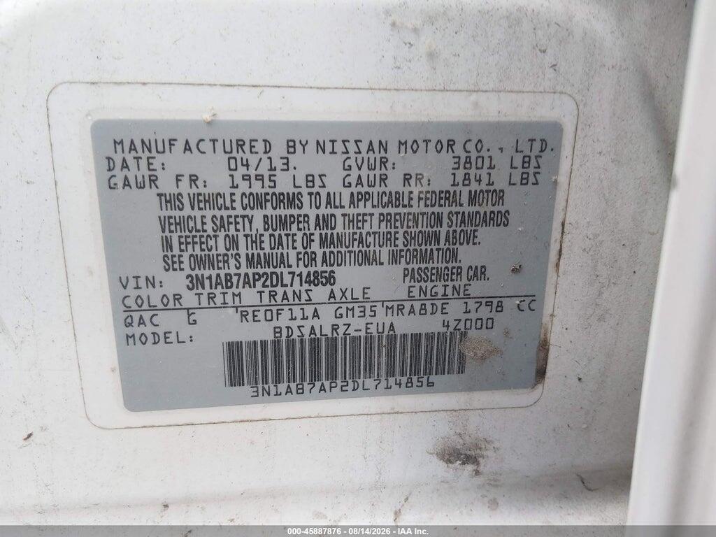 3N1AB7AP2DL714856 2013 NISSAN SENTRA photo no. 9