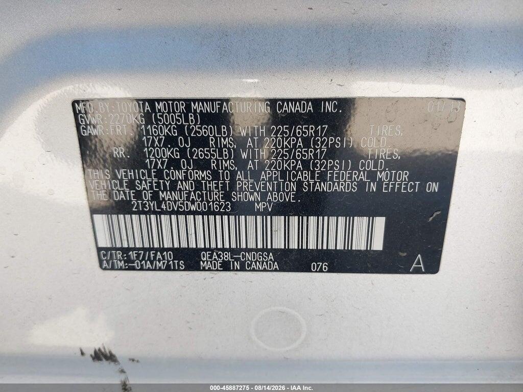 2T3YL4DV5DW001623 2013 TOYOTA RAV4 EV photo no. 9