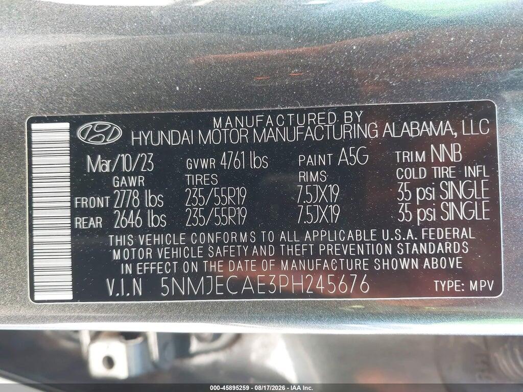 5NMJECAE3PH245676 2023 HYUNDAI TUCSON photo no. 9