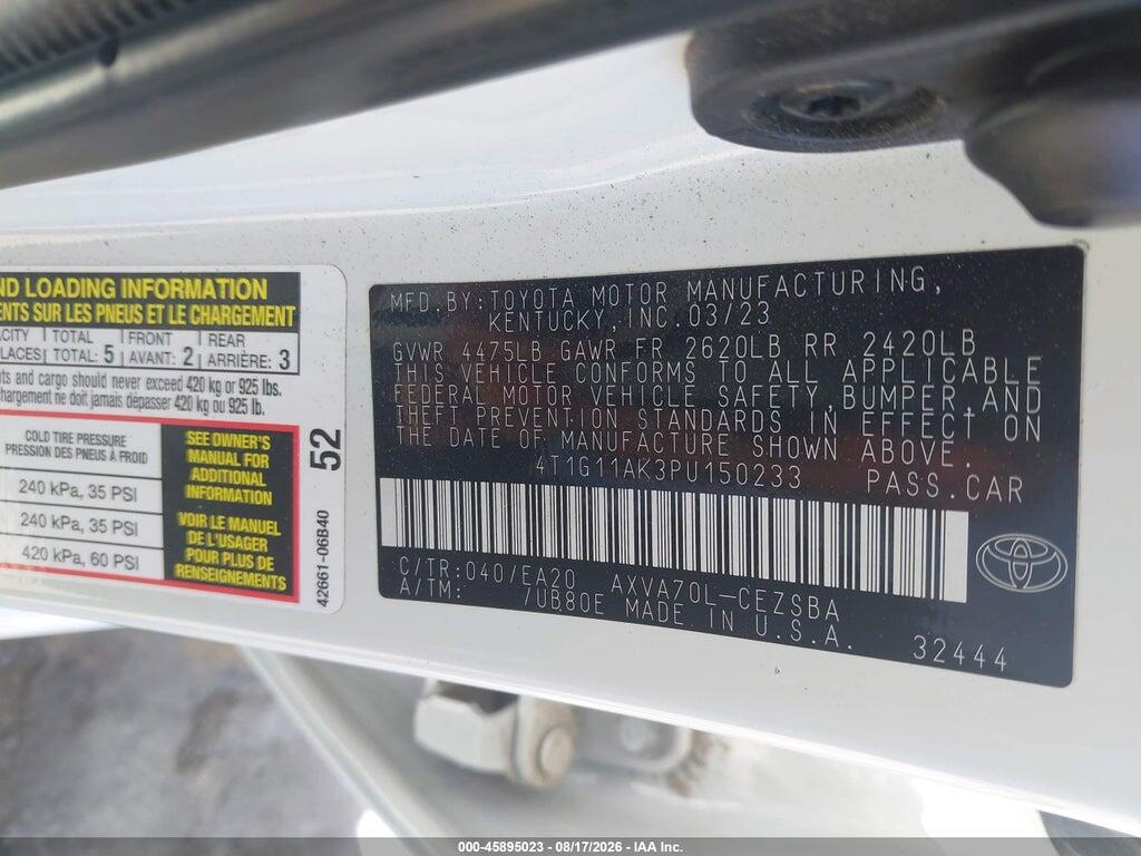 4T1G11AK3PU150233 2023 TOYOTA CAMRY photo no. 9