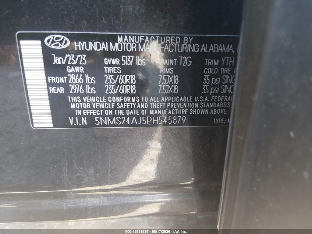 5NMS24AJ5PH545879 2023 HYUNDAI SANTA FE photo no. 9