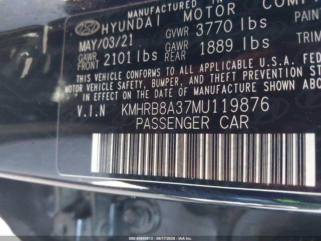 KMHRB8A37MU119876 2021 HYUNDAI VENUE photo no. 9