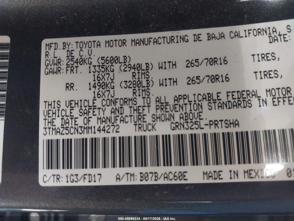 3TMAZ5CN3MM144272 2021 TOYOTA TACOMA photo no. 9