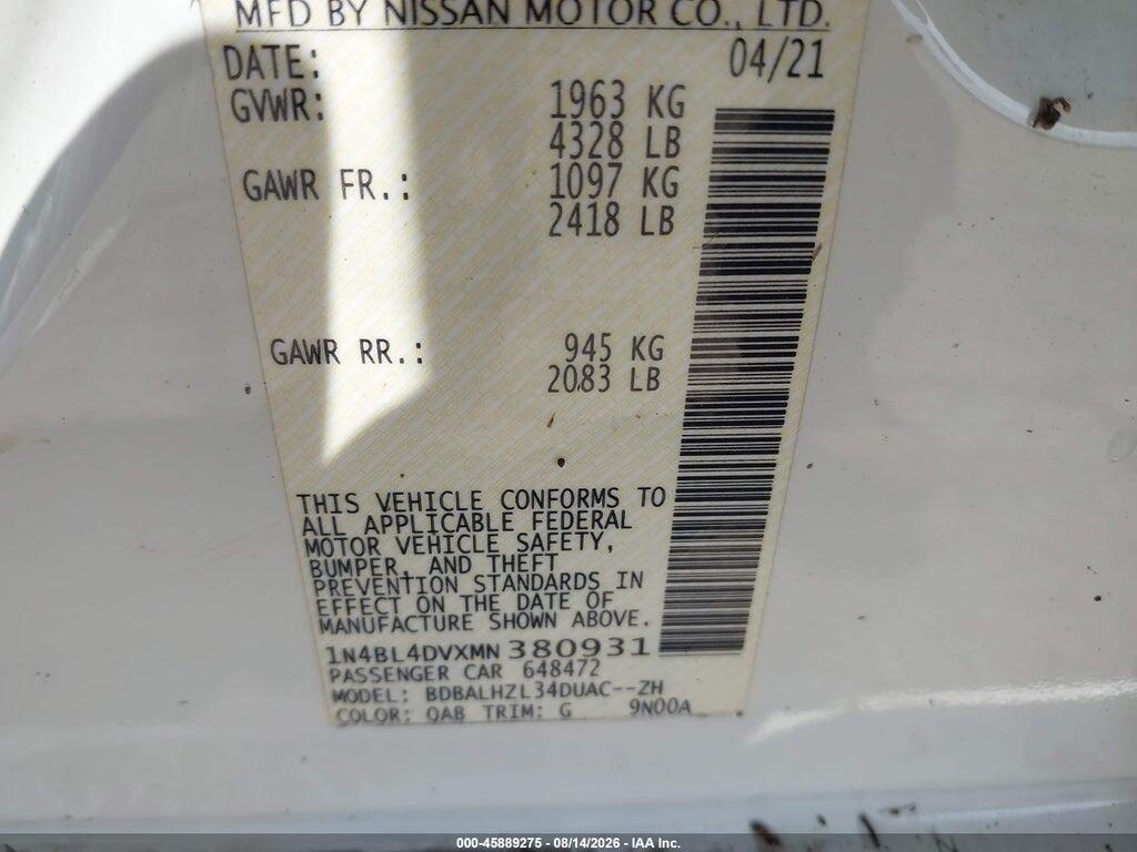 1N4BL4DVXMN380931 2021 NISSAN ALTIMA photo no. 9