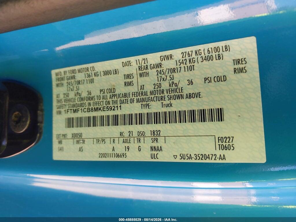 1FTMF1CB8MKE59211 2021 FORD F-150 photo no. 9