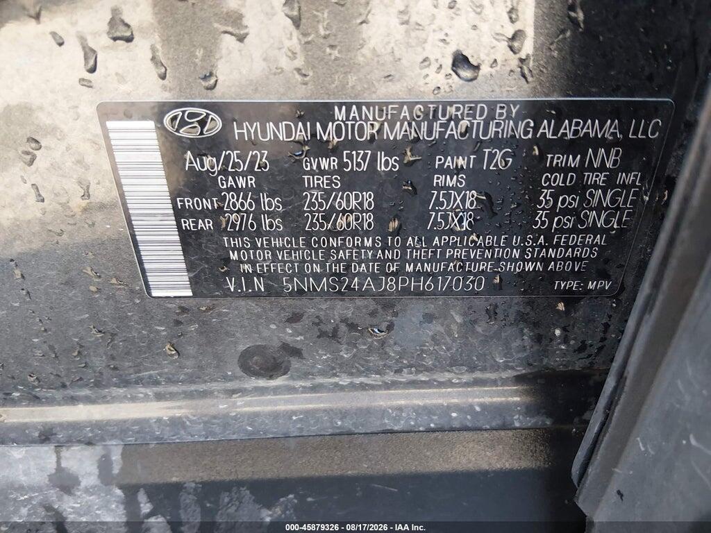 5NMS24AJ8PH617030 2023 HYUNDAI SANTA FE photo no. 9