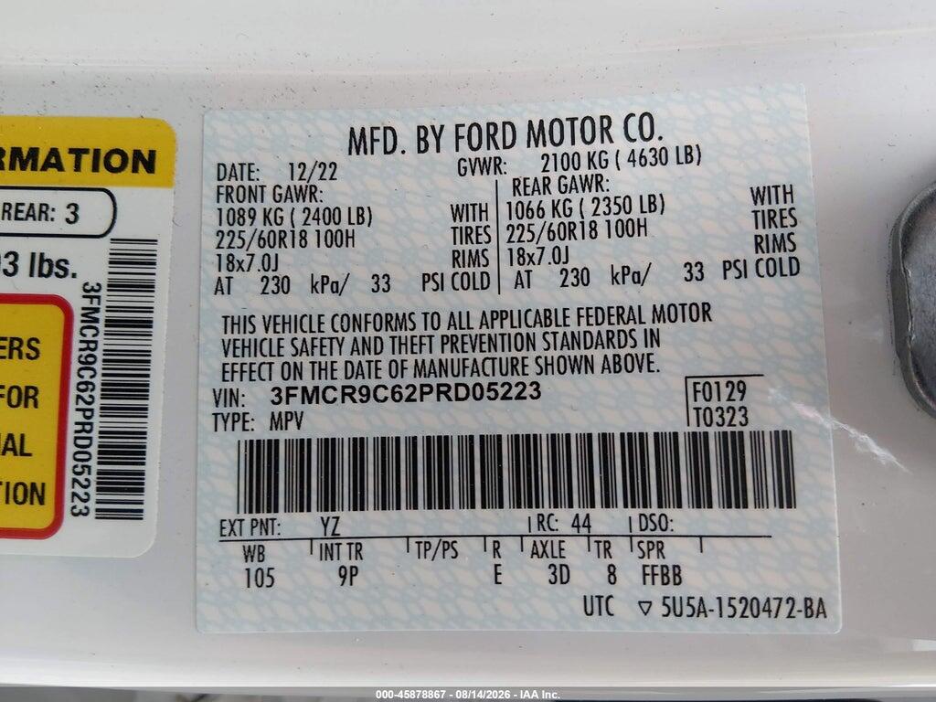 3FMCR9C62PRD05223 2023 FORD BRONCO SPORT photo no. 9