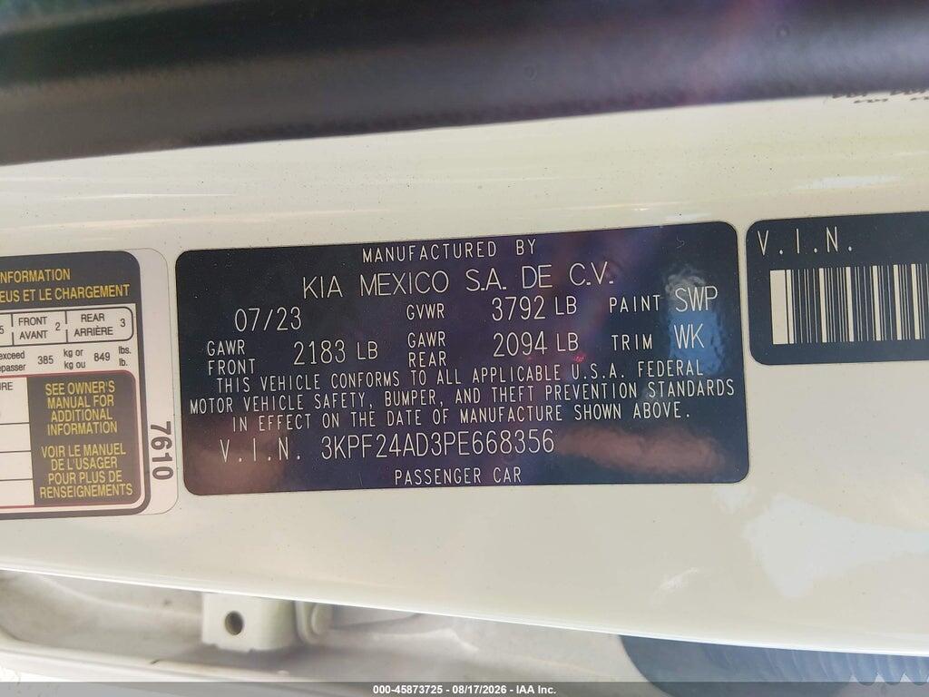 3KPF24AD3PE668356 2023 KIA FORTE photo no. 9