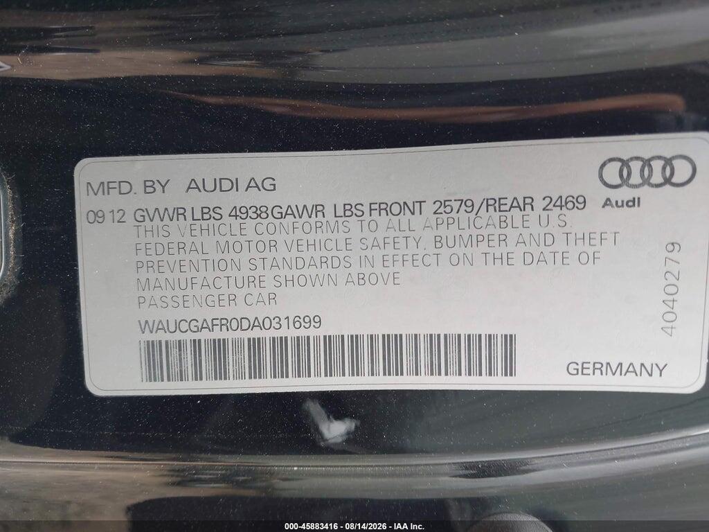 WAUCGAFR0DA031699 2013 AUDI S5 photo no. 9