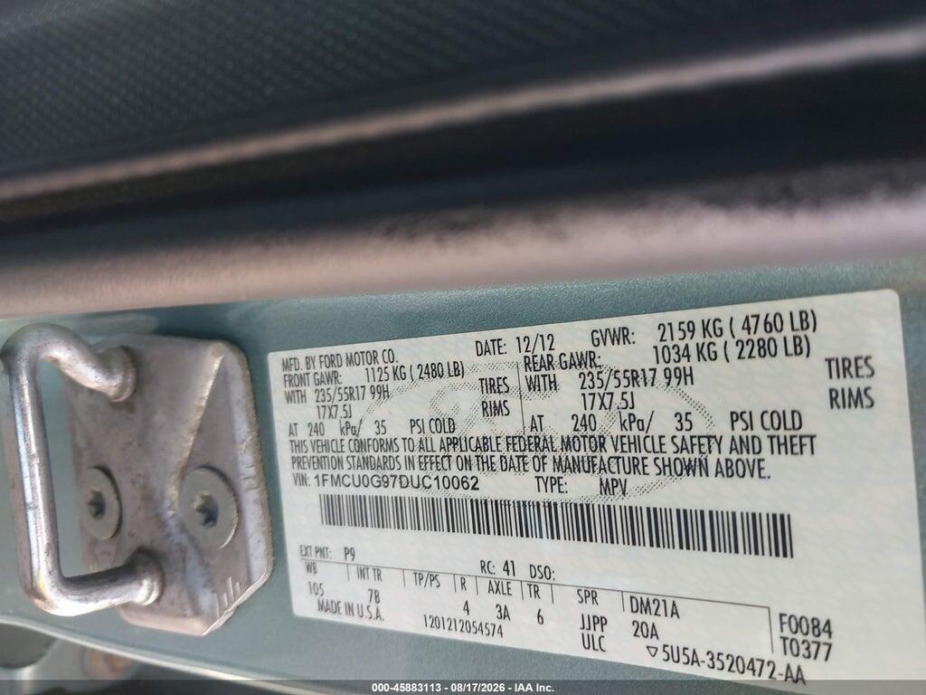 1FMCU0G97DUC10062 2013 FORD ESCAPE photo no. 9