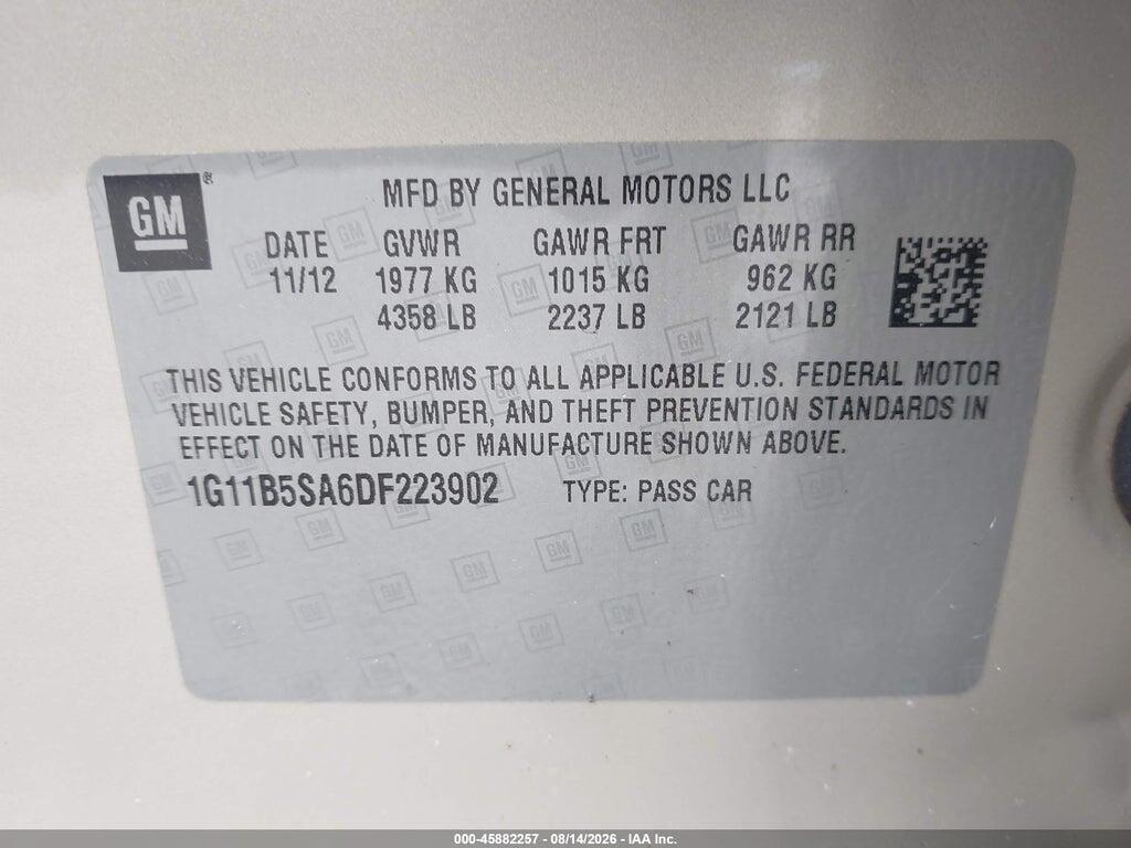1G11B5SA6DF223902 2013 CHEVROLET MALIBU photo no. 9