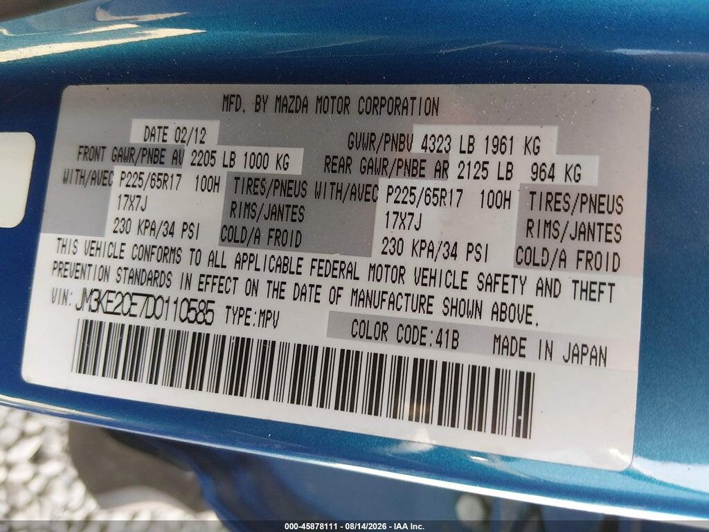 JM3KE2CE7D0110585 2013 MAZDA CX-5 photo no. 9