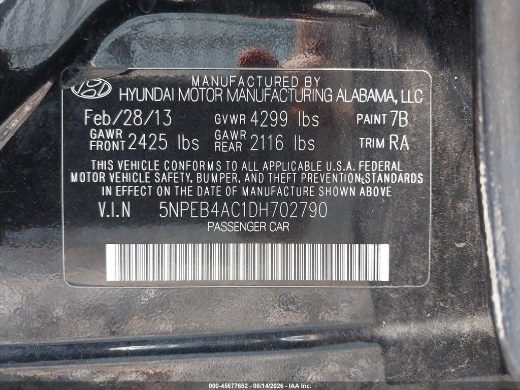 5NPEB4AC1DH702790 2013 HYUNDAI SONATA photo no. 9