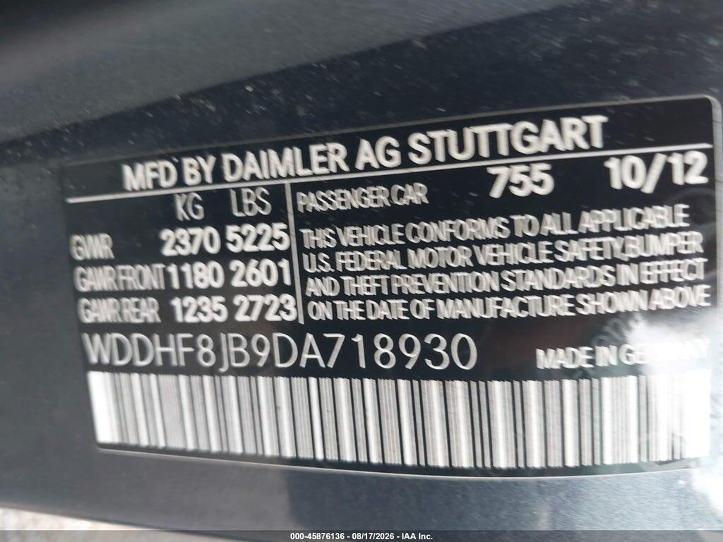 WDDHF8JB9DA718930 2013 MERCEDES-BENZ E 350 photo no. 9