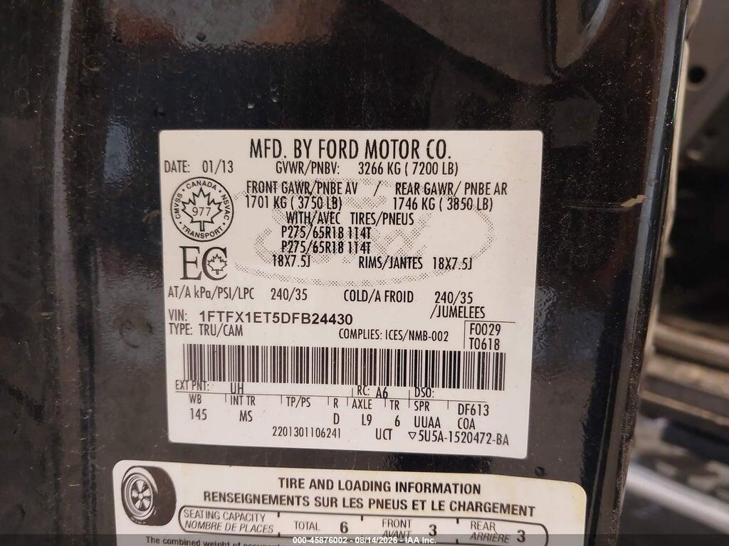 1FTFX1ET5DFB24430 2013 FORD F-150 photo no. 9
