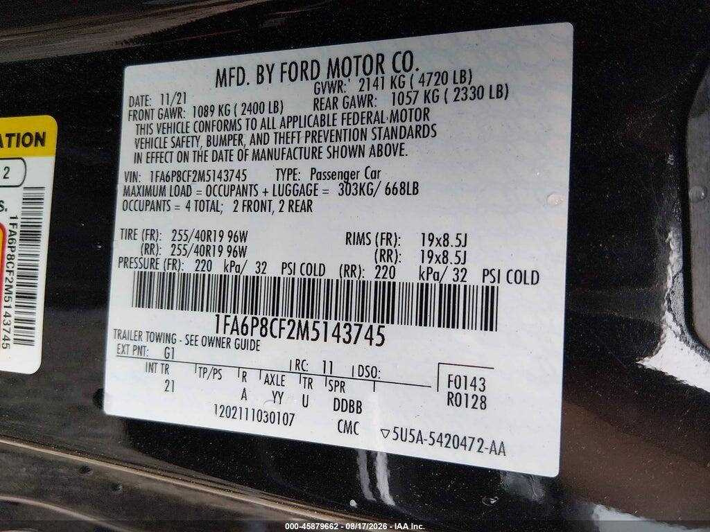 1FA6P8CF2M5143745 2021 FORD MUSTANG photo no. 9
