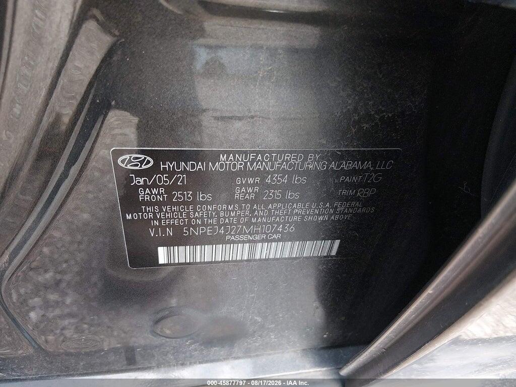 5NPEJ4J27MH107436 2021 HYUNDAI SONATA photo no. 9