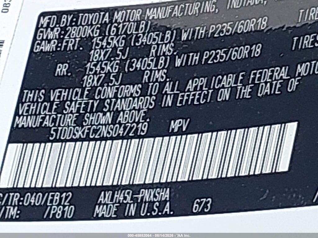 5TDDSKFC2NS047219 2022 TOYOTA SIENNA photo no. 9