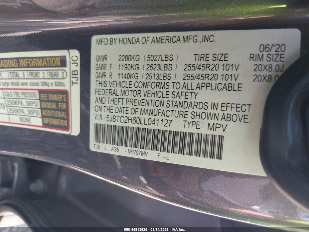 5J8TC2H60LL041127 2020 ACURA RDX photo no. 9