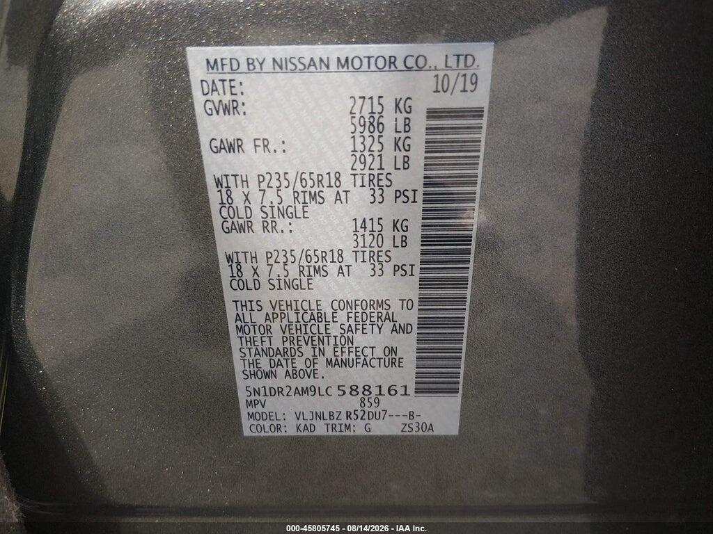 5N1DR2AM9LC588161 2020 NISSAN PATHFINDER photo no. 9