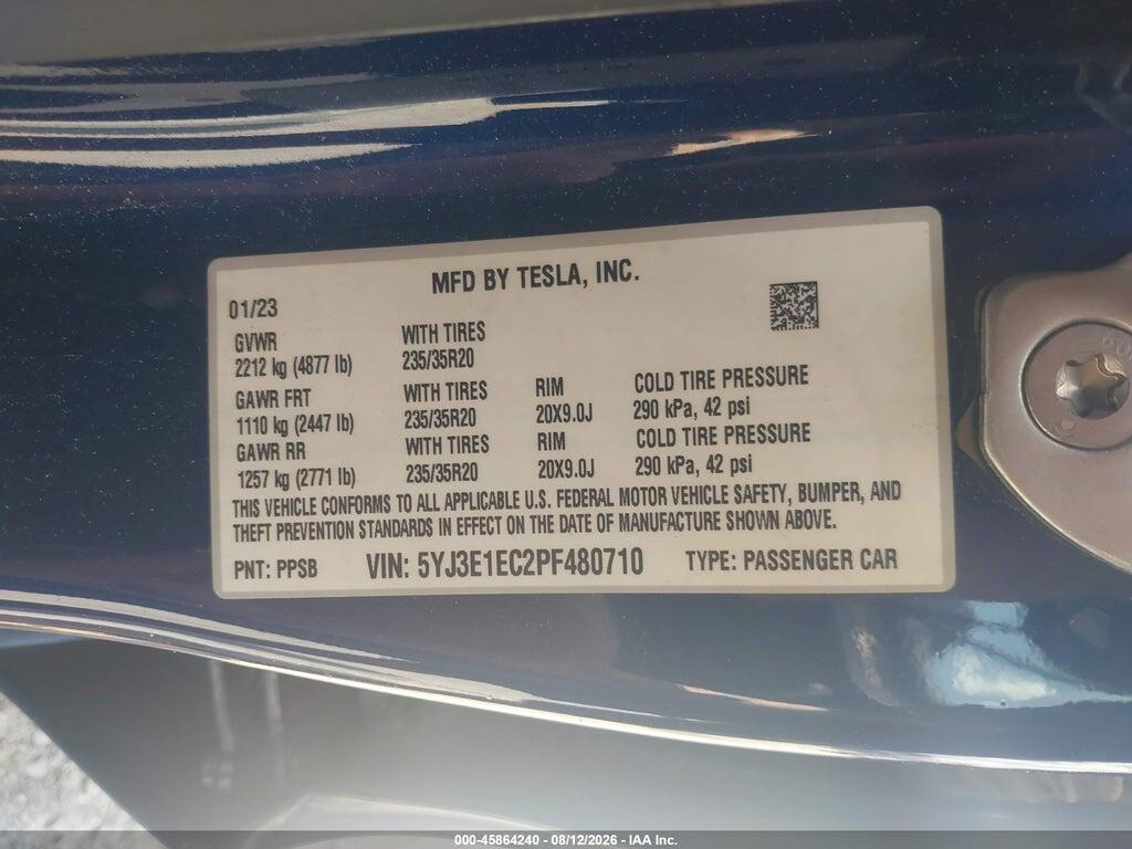 5YJ3E1EC2PF480710 2023 TESLA MODEL 3 photo no. 9