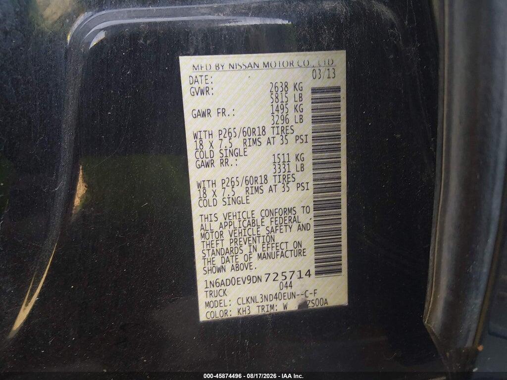 1N6AD0EV9DN725714 2013 NISSAN FRONTIER photo no. 9