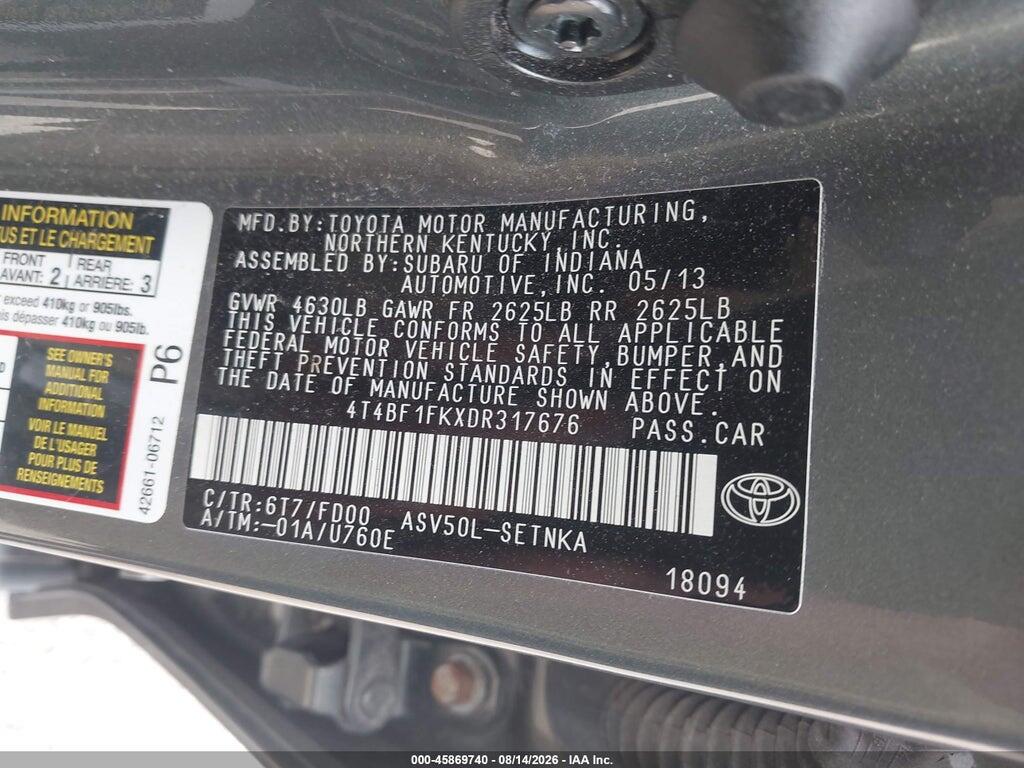 4T4BF1FKXDR317676 2013 TOYOTA CAMRY photo no. 9
