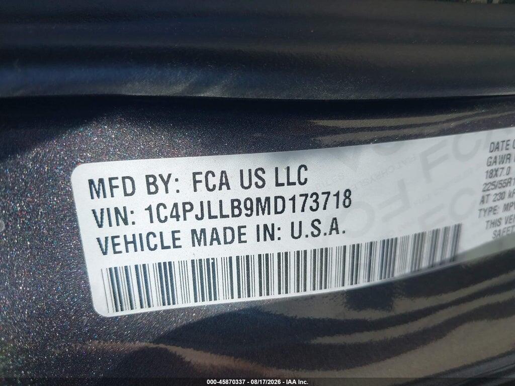 1C4PJLLB9MD173718 2021 JEEP CHEROKEE photo no. 9