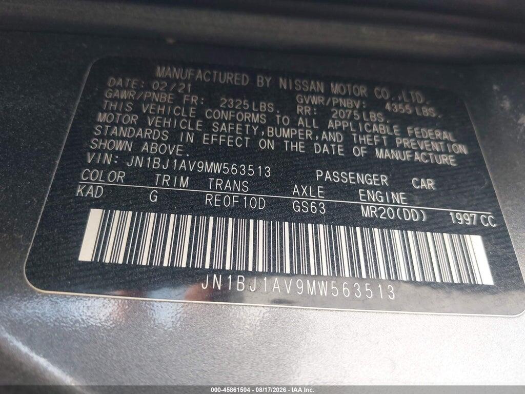 JN1BJ1AV9MW563513 2021 NISSAN ROGUE SPORT photo no. 9