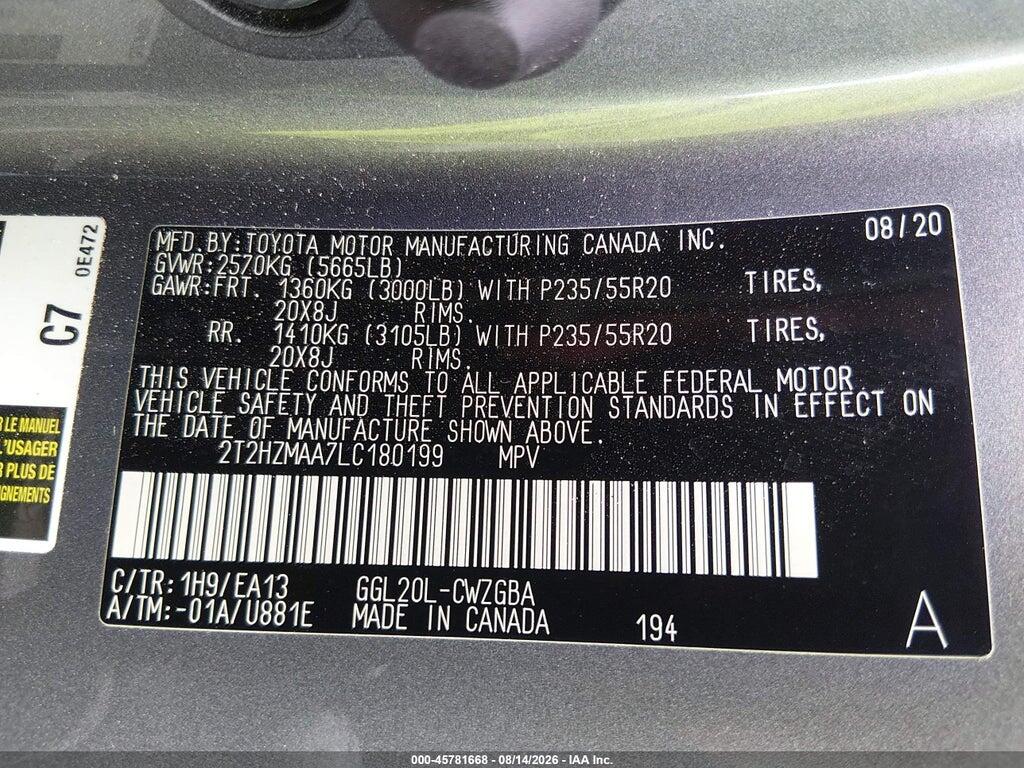 2T2HZMAA7LC180199 2020 LEXUS RX 350 photo no. 9